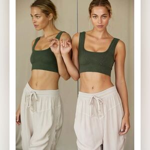 Free People Movement Good Karma Square-Neck Bra - Secret Moss - Small